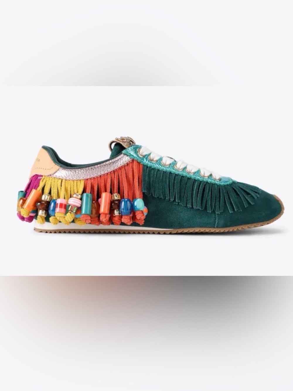 Kurt Geiger London Islington
Green Suede Beaded Tassel Fringe Shoe Women